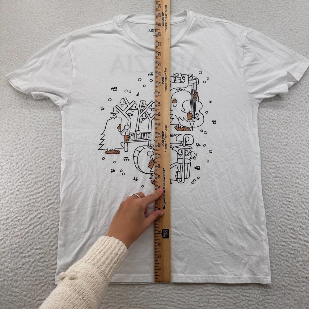 Aritzia | Women's Short Sleeve White Graphic Tee Band Instruments Size Small - Picture 6 of 11
